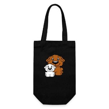 Two Dogs Family Child Mother Father Dad Mom Sweet - Gift Bag for Bottles - black - Front