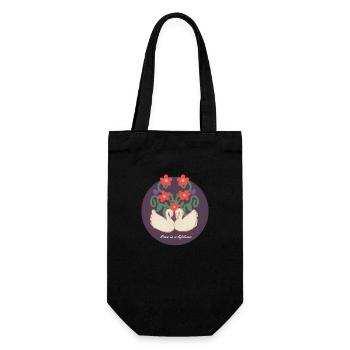 Swans in love, romantic, couple valentines day - Gift Bag for Bottles - black - Front