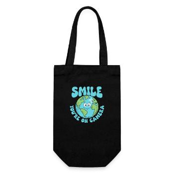 Smile You're On Camera Earth Day Environmental Pla - Geschenkbeutel für Flaschen - Schwarz - Vorne
