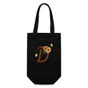 Lettre d tournesol papillon - Sac à bouteille - noir - Devant