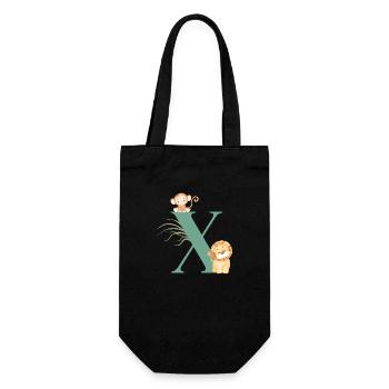 Letter x Green Jungle Animals - Gift Bag for Bottles - black - Front