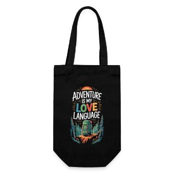Hiking & Love – Adventure is my love language! - Gift Bag for Bottles - black - Front