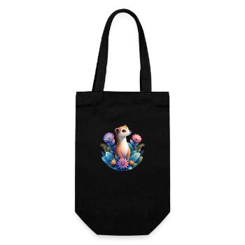 Surikate-Design im trendigen Grain-Look - Geschenkbeutel für Flaschen - Schwarz - Vorne