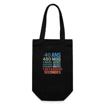 40 Ans – 480 Mois, 14600 Jours...Secondes - Geschenkbeutel für Flaschen - Schwarz - Vorne