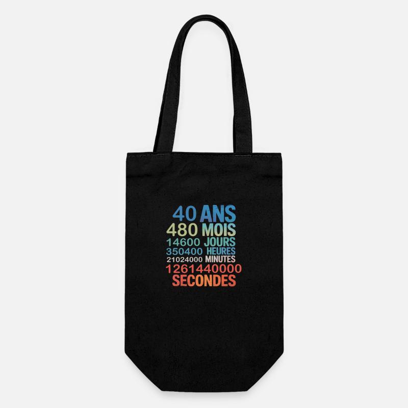 40 Ans – 480 Mois, 14600 Jours...Secondes - Geschenkbeutel für Flaschen - Schwarz