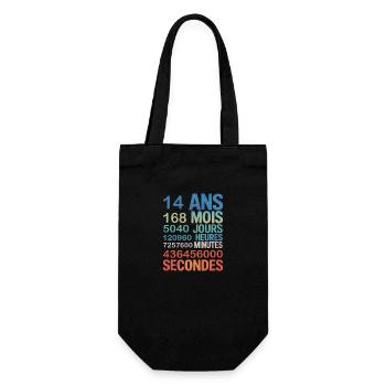 14 Ans en Secondes – Design Anniversaire Original - Geschenkbeutel für Flaschen - Schwarz - Vorne