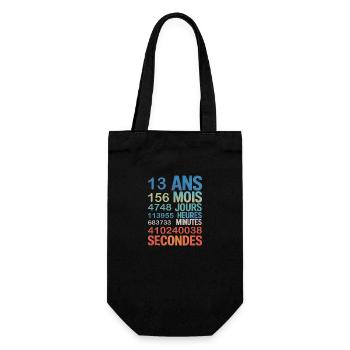 13 Ans en Secondes – Design Anniversaire Fun - Geschenkbeutel für Flaschen - Schwarz - Vorne