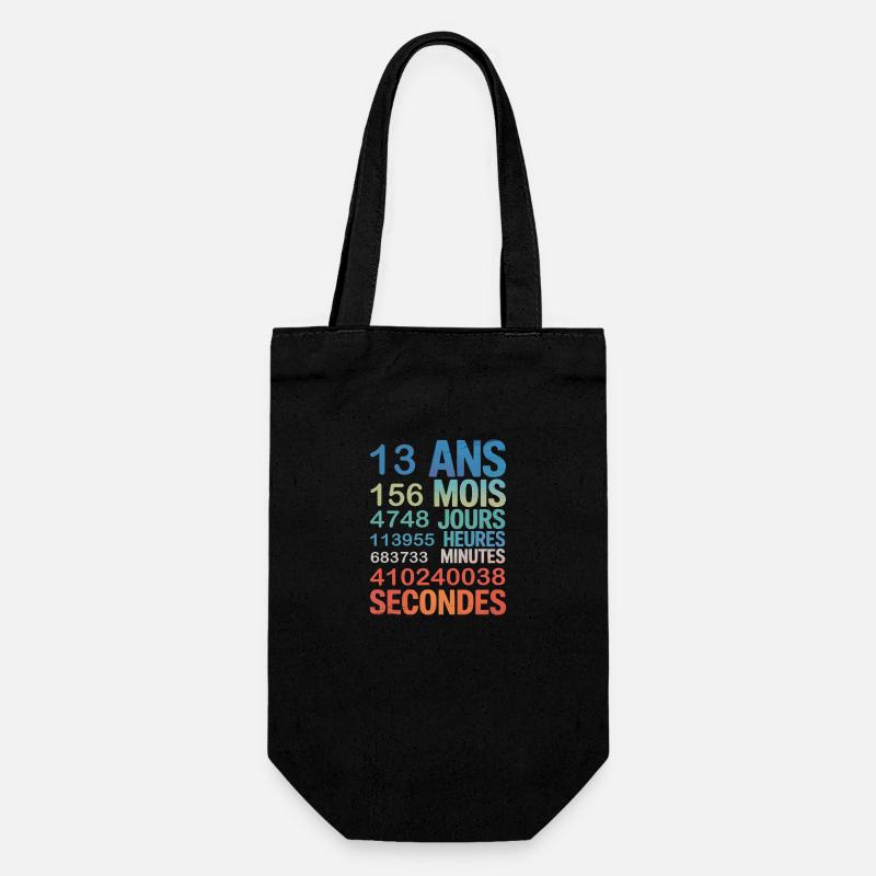 13 Ans en Secondes – Design Anniversaire Fun - Geschenkbeutel für Flaschen - Schwarz