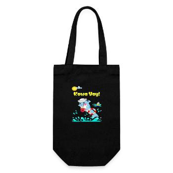 Dolphin With a Cyber Citrus Coffee Vibe: Kawa Yay - Gift Bag for Bottles - black - Front