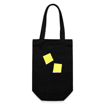 gelber Notizzettel , Klebezettel , sticky note - Geschenkbeutel für Flaschen - Schwarz - Vorne