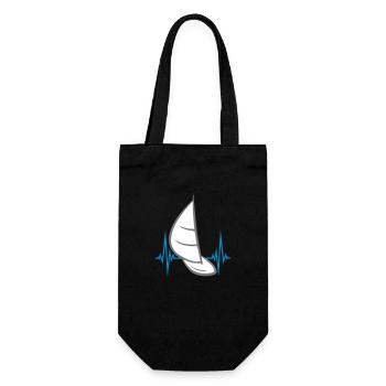 pulse frequency heart beat sea waves boat sailing s - Gift Bag for Bottles - black - Front