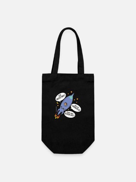 Astronaut in Rakete - Geschenkbeutel für Flaschen - Schwarz