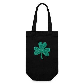 St. Patrick's Day Geschenk für Frauen & Mädchen Shamrock - Geschenkbeutel für Flaschen - Schwarz - Vorne