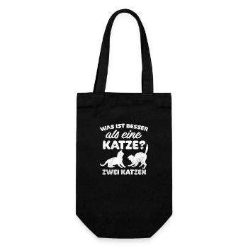Was ist besser als eine Katze zwei Katzen Kätzchen - Geschenkbeutel für Flaschen - Schwarz - Vorne