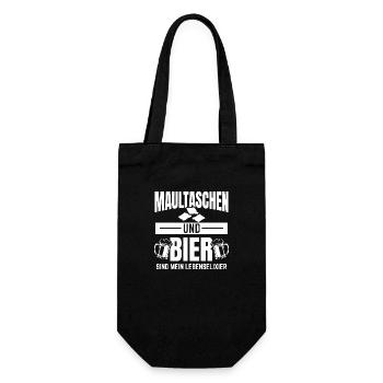 Maultaschen und Bier | Schwaben Schwabe Geschenke - Geschenkbeutel für Flaschen - Schwarz - Vorne