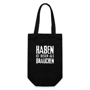 Haben ist besser als brauchen - Geschenkbeutel für Flaschen - Schwarz - Vorne