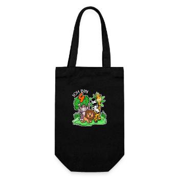 4. Geburtstag - Ich bin 4 - Tiere Wildnis - Geschenkbeutel für Flaschen - Schwarz - Vorne