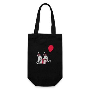 Geburtstag Katzen 2 Freunde - Geschenkbeutel für Flaschen - Schwarz - Vorne