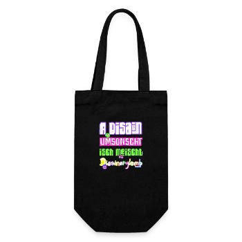 A Disain umsonscht isch meischt Disainerglomb 😋 - Geschenkbeutel für Flaschen - Schwarz - Vorne