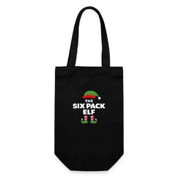 Der Sixpack-Elf - Geschenkbeutel für Flaschen - Schwarz - Vorne