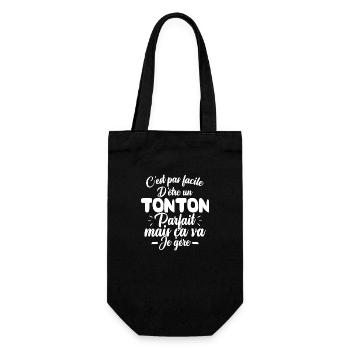 Pas facile d'être un tonton, Cadeau humour tonton - Sac à bouteille - noir - Devant