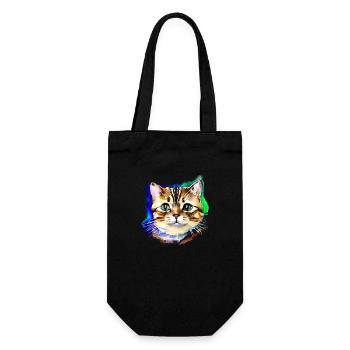 Katzengesicht 3 - Geschenkbeutel für Flaschen - Schwarz - Vorne