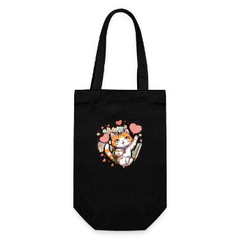 Funny cat love - Sac à bouteille - noir - Devant