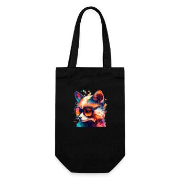 Disco Fuchs in bunten Farben mit Sonnenbrille - Geschenkbeutel für Flaschen - Schwarz - Vorne