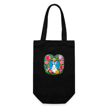 Easter Heart White Colorful Flowers - Gift Bag for Bottles - black - Front
