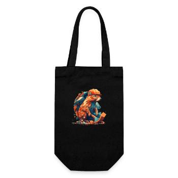A rodent that wears a construction helmet and works - Gift Bag for Bottles - black - Front