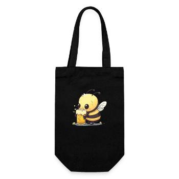 Abeille mignonne avec de la bière. - Sac à bouteille - noir - Devant