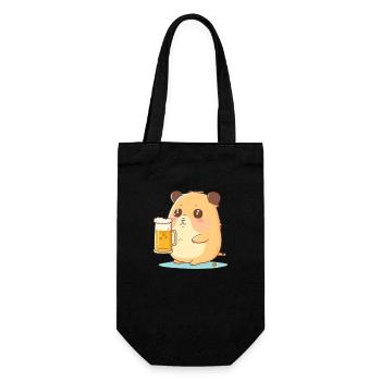 Süßer dicker Biertrinkender Hamster - Geschenkbeutel für Flaschen - Schwarz - Vorne