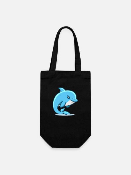 Niedliche Delphin-Illustration - Geschenkbeutel für Flaschen - Schwarz