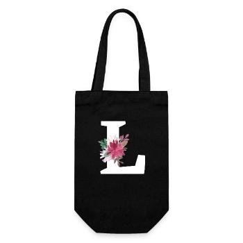 Letter l floral - Gift Bag for Bottles - black - Front