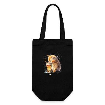 Cute cat enjoys a glass of beer - Gift Bag for Bottles - black - Front