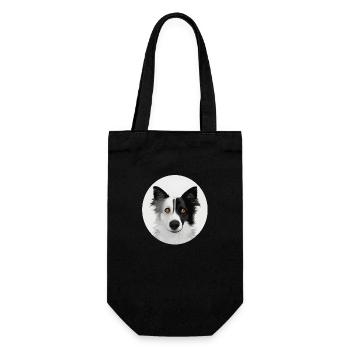Border Collie noir et blanc en cercle - Sac à bouteille - noir - Devant