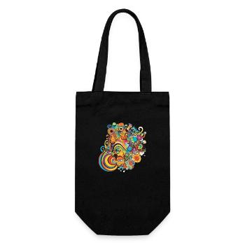 Motifs psychédéliques des années 70 - Sac à bouteille - noir - Devant