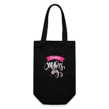 Happy Mother's Day dark BG - Geschenkbeutel für Flaschen - Schwarz - Vorne