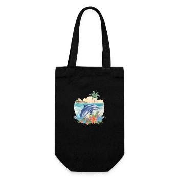 Dauphin Été Soleil Plage Palmiers de mer Fleurs - Sac à bouteille - noir - Devant