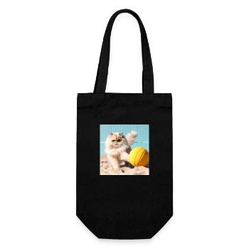 Perserkatze Negan spielt Beachvolleyball - Geschenkbeutel für Flaschen - Schwarz - Vorne
