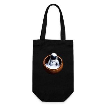 Astronaut in einer Kokosnuss - Geschenkbeutel für Flaschen - Schwarz - Vorne