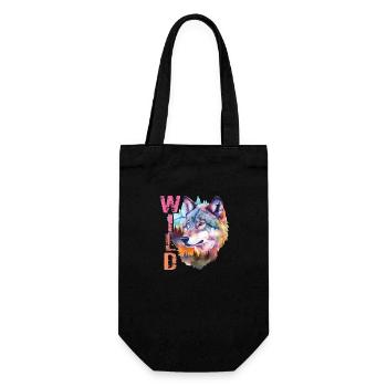 Loup Sauvage Wolf Head Nature Wilderness Forest Trees Art - Sac à bouteille - noir - Devant