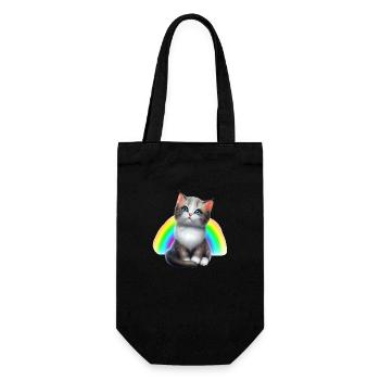 Baby cat under rainbow - Gift Bag for Bottles - black - Front