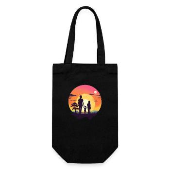 Mama und Sonnenuntergang - Geschenkbeutel für Flaschen - Schwarz - Vorne