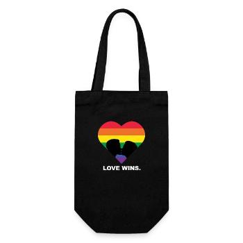 love wins - Geschenkbeutel für Flaschen - Schwarz - Vorne