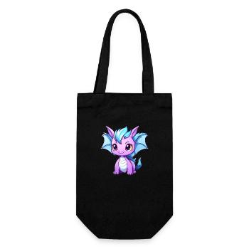 Drache Kawaii Zeichnung - Geschenkbeutel für Flaschen - Schwarz - Vorne