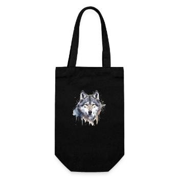 Wolf 2 - Geschenkbeutel für Flaschen - Schwarz - Vorne