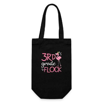 Flamingo Back To School 3rd Third Grade Flock - Gift Bag for Bottles - black - Front