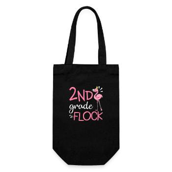 Flamingo Back To School 2nd Second Grade Flock - Gift Bag for Bottles - black - Front