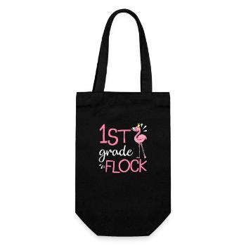 Flamingo Zurück zur Schule 1. Klasse Herde der ersten Klasse - Geschenkbeutel für Flaschen - Schwarz - Vorne